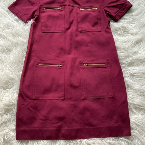 J. Crew Zipper Ponte Shift‎ Dress in Burgundy - Picture 4 of 9